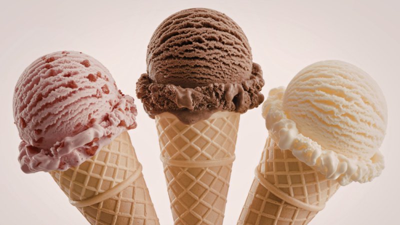 ice creams of various specialized flavors