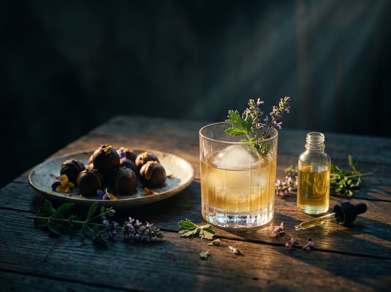 Davana liquor and dates on a table