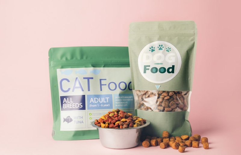 dog food and cat food with added pet food palatability enhancers