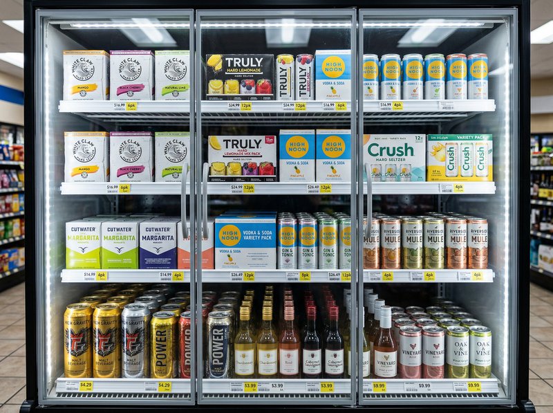 shelf-stable beverages in a convenience store
