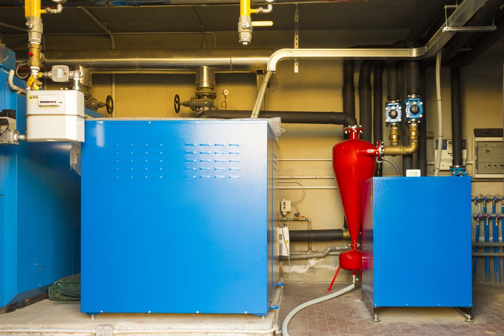 Temporary boiler in a basement