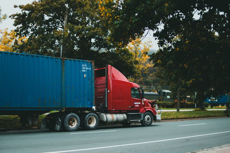 Container truck on the way to deliver supplies.