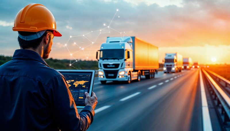 Logistics professional overseeing a freight transportation model