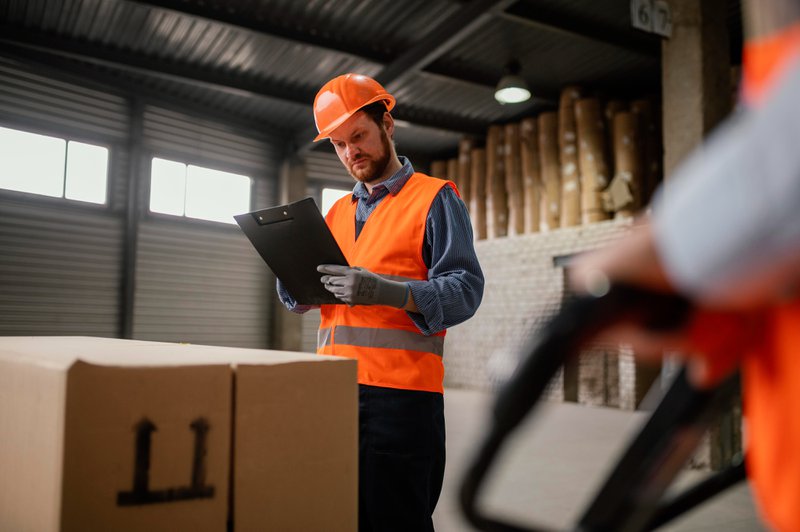 Warehouse manager studying spend analytics on tablet