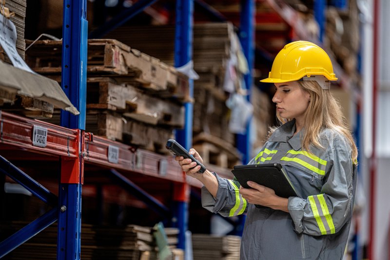 Woman collecting information to be used in audit data