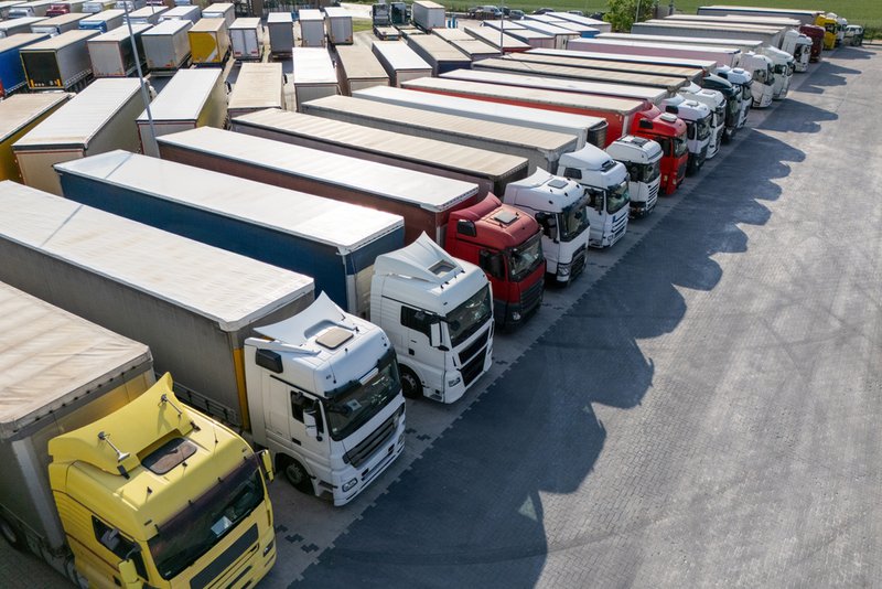 Freight trucks ready to embark.