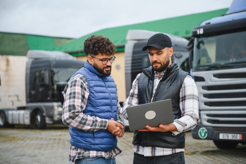 Employees using digital freight audit to track deliveries.