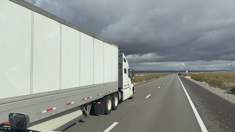 A freight truck on a highway