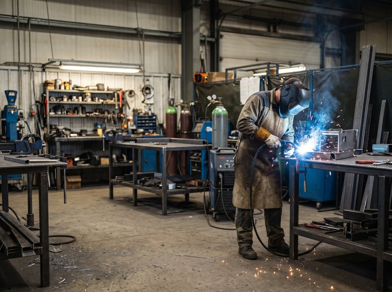 welding spatter in a welding workshop