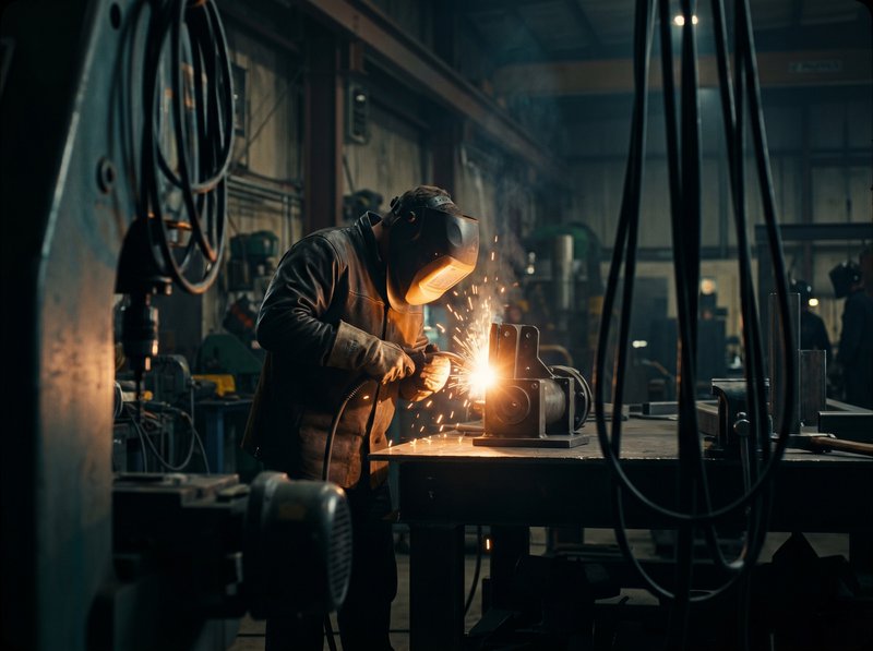 welding spatter in a welding workshop