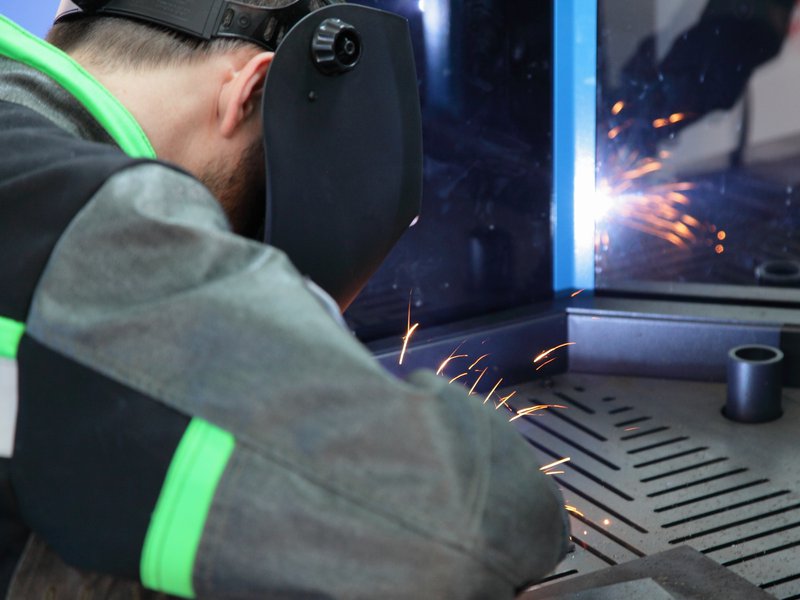 MIG welding by a professional welder