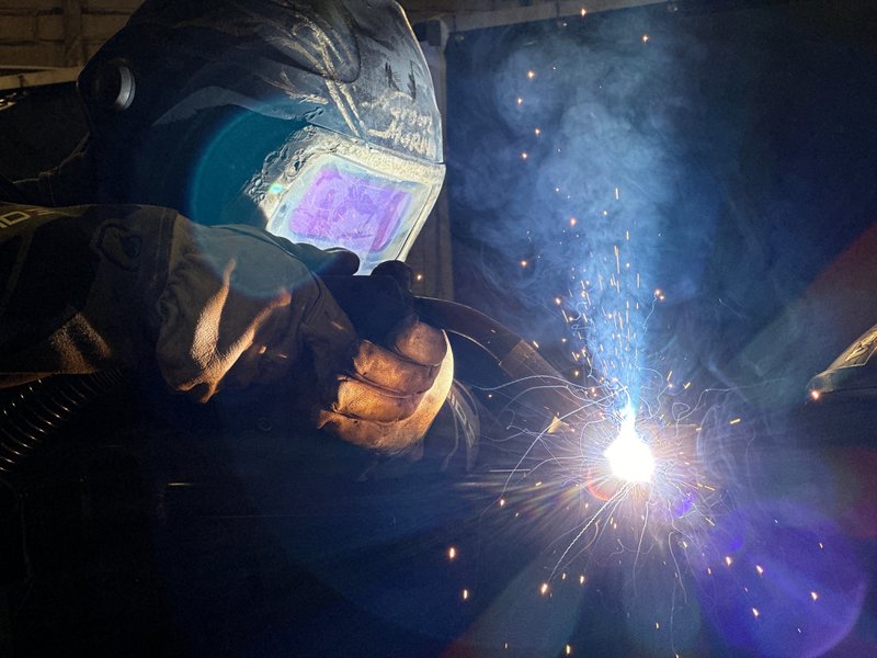 MIG welding by a professional welder