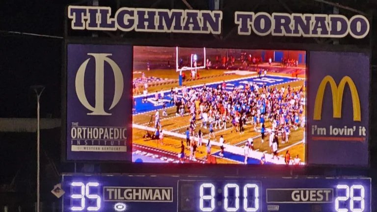 Outdoor LED display during a game