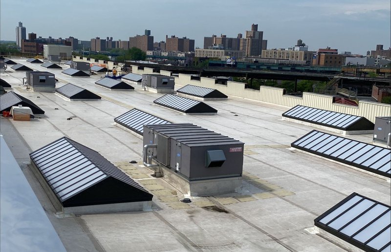 one of the types of skylight installed at a large industrial building