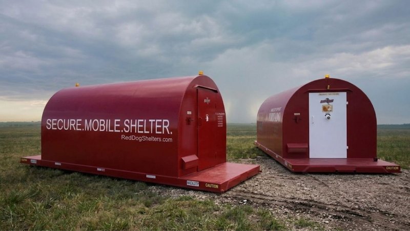 red dog mobile above-ground storm shelters