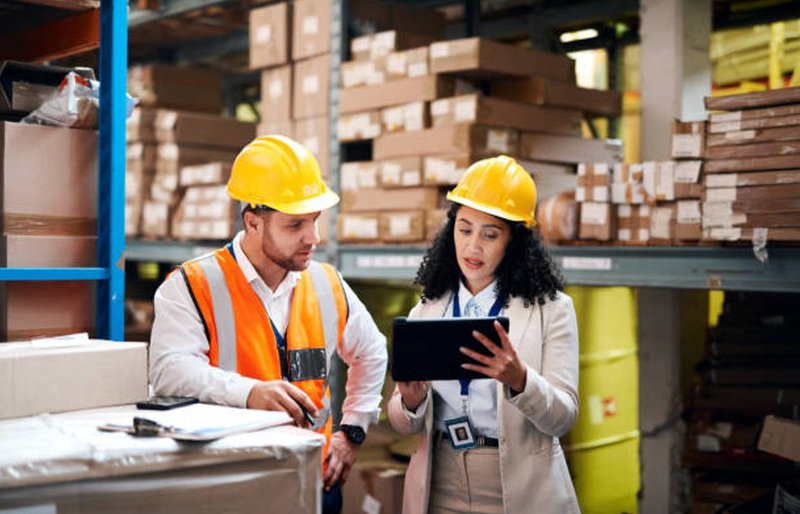 management reviewing inventory on a tablet
