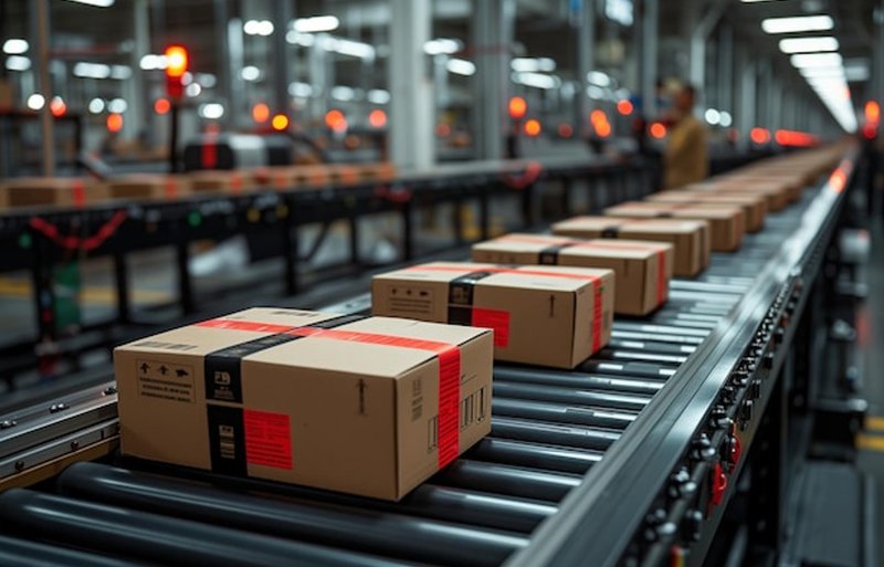 packages on a conveyor belt