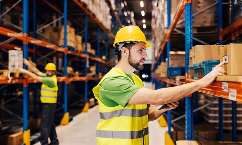 a worker checking barcodes