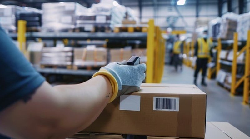 worker making sure package is labelled and bar coded