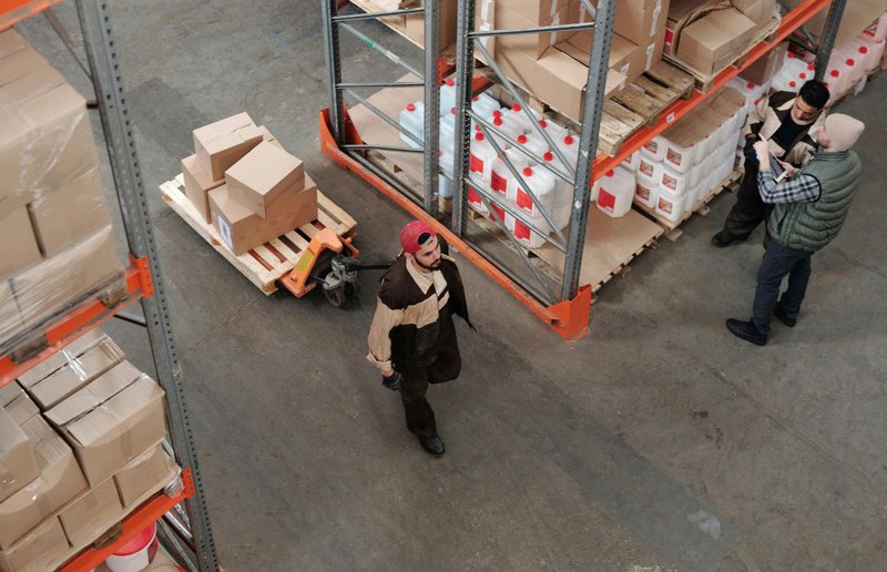 warehouse at high volume staff working