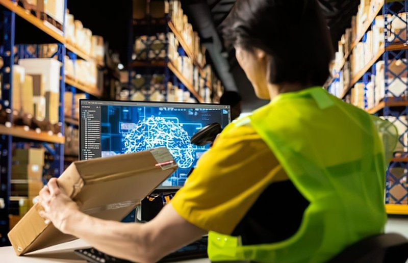 warehouse staff scanning barcodes of parcels during a cycle count