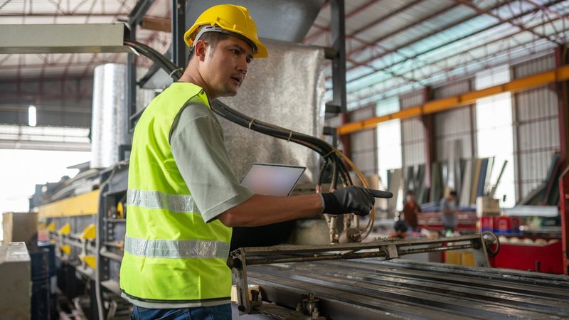quality assurance officer inspecting equipment to maintain high standards for the fixed asset process.