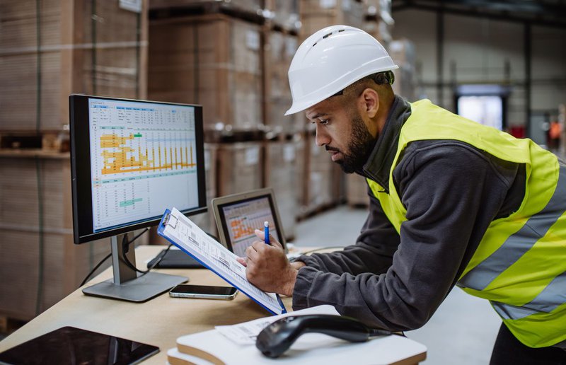 warehouse staff checking in orders using order picking software