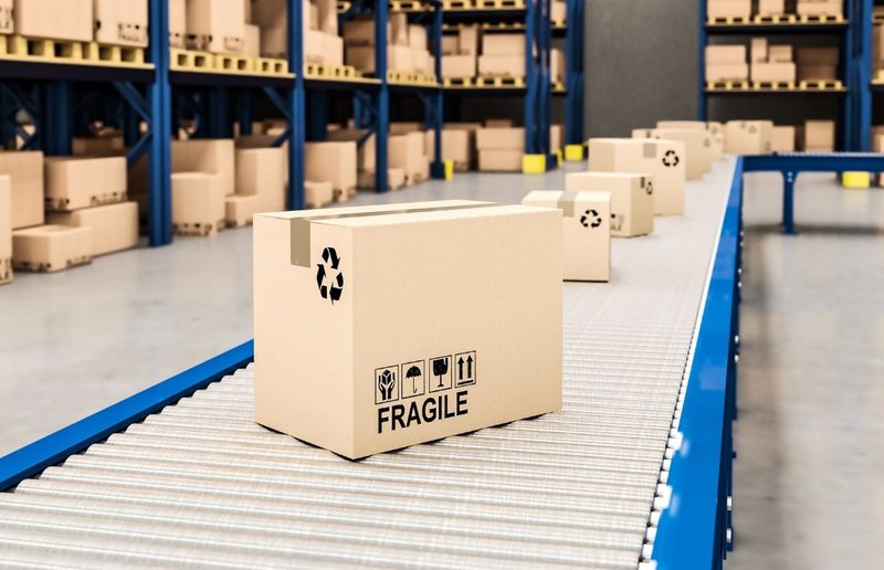boxes on automated material handling systems