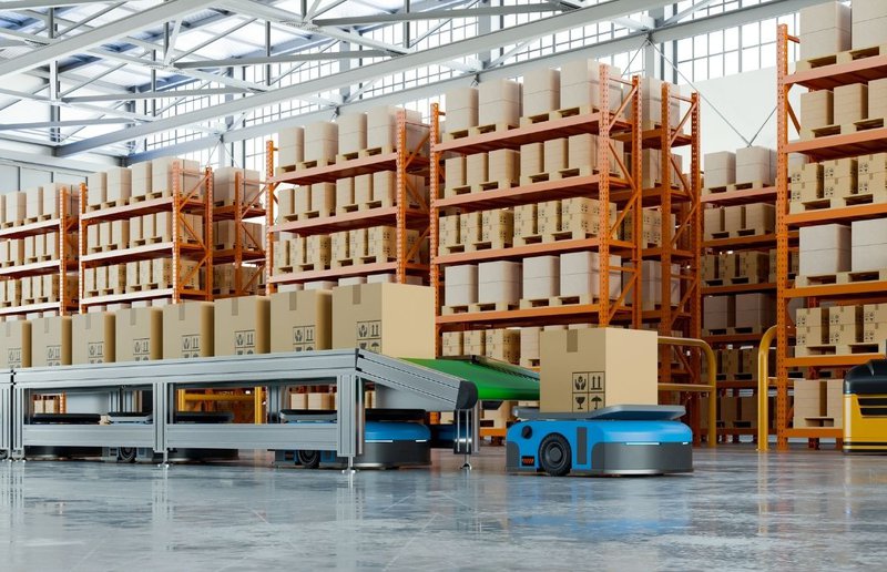 modern distribution warehouse with automated material handling systems