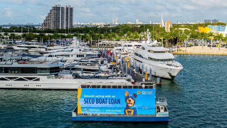 mobile billboard advertising on a boat
