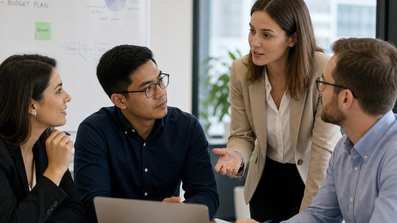 A business team planning billboard campaign duration strategy
