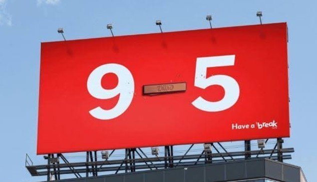 A billboard ad using bold graphics and minimal text to create a memorable, easy-to-read billboard ad.