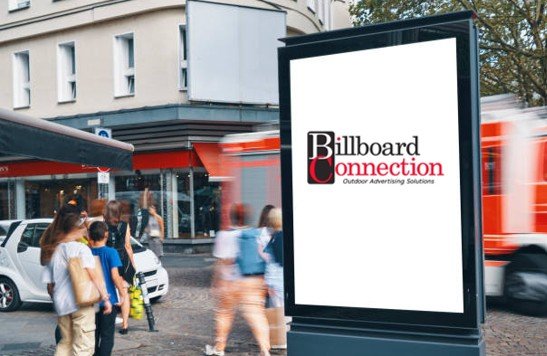 A street-level poster display in small town billboard.