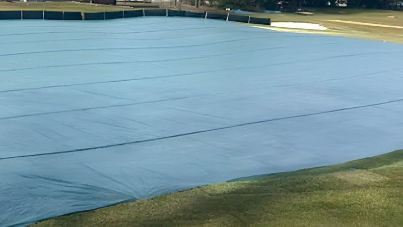 golf green frost protection covers on a golf course