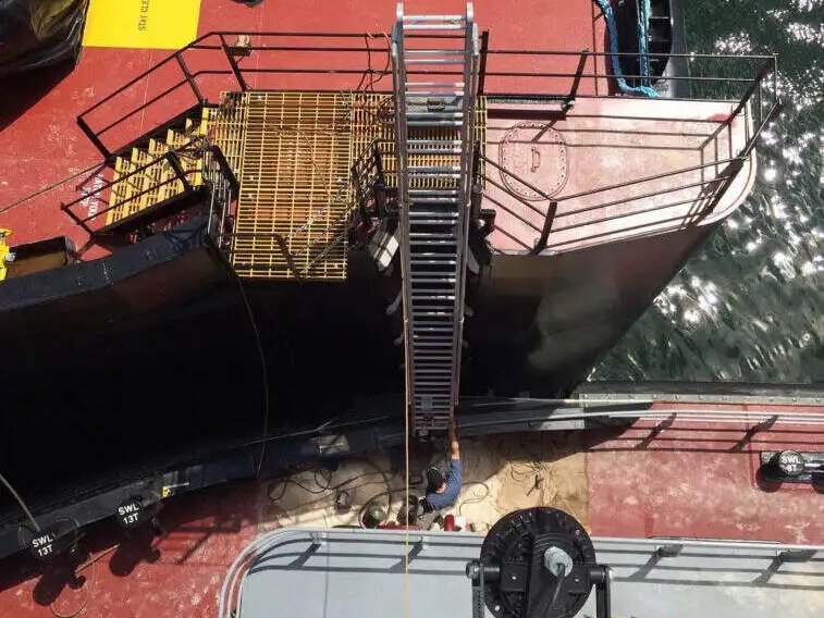This photo features a marine access ladder 