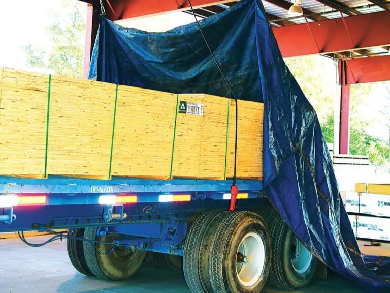 This photo features an overhead tarping system
