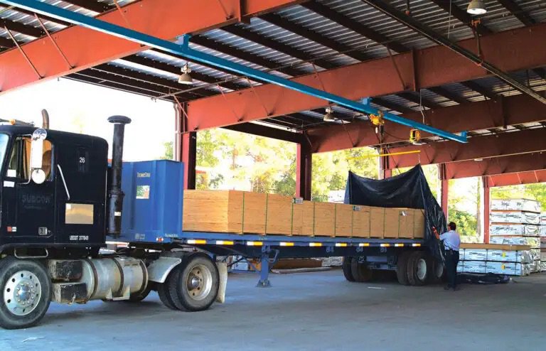 This photo features an automated overhead tarping system