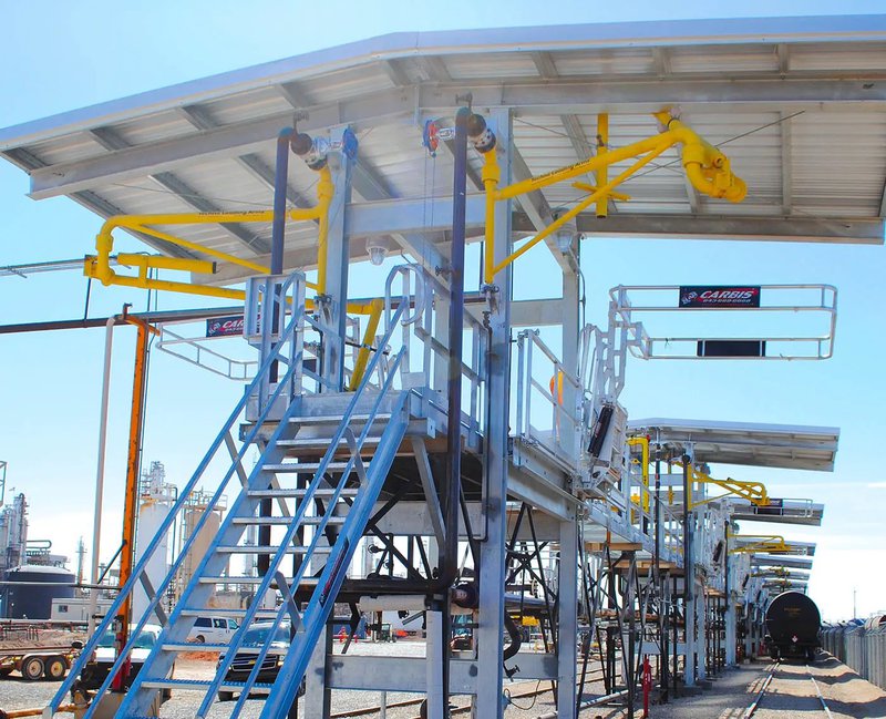 A railcar platform built for transloading at an industrial complex