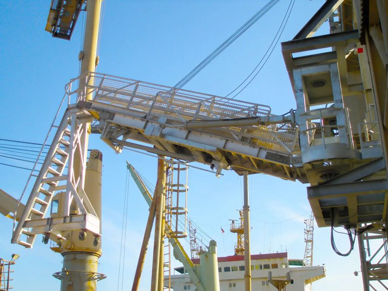 This photo features a ship gangway that is currently not in use