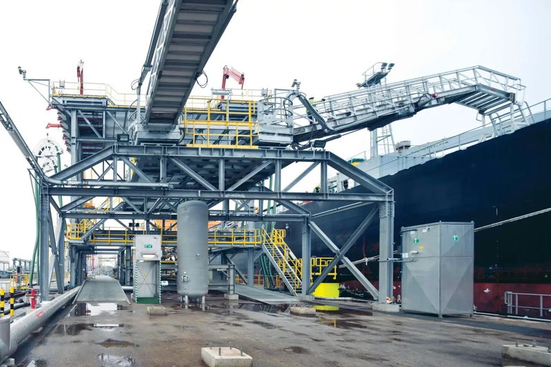 This photo features a gangway on a ship