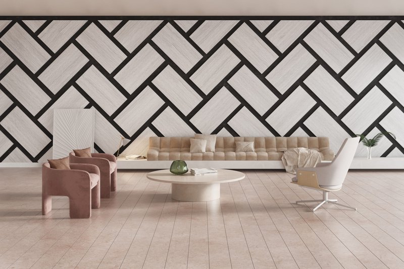 The image prominently features the acoustic wall panels designed by Frash.