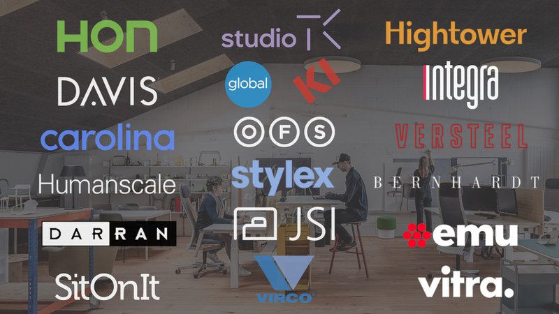 The image shows a logo splash of open-line furniture providers