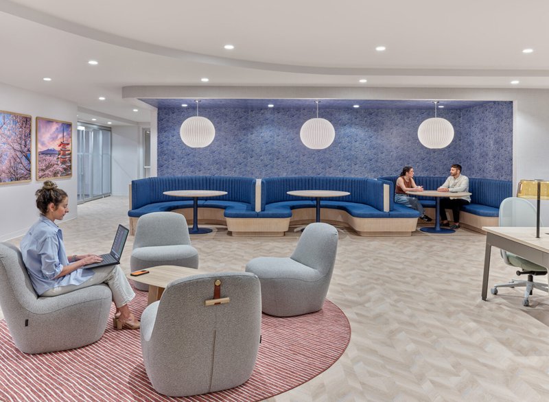 This photo features an office space with different microzones