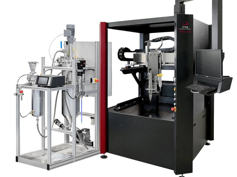 This photo features the material preparation and supply systems of mta robotics for fluid dispensing