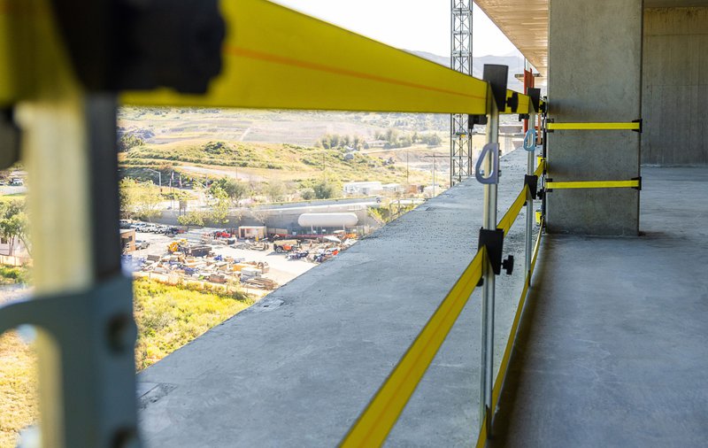 A temporary fall protection barrier