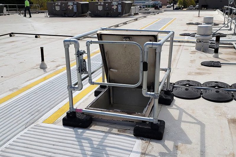 The image shows a Kee Dome Hatch Railing offered by Safety Rail Source.