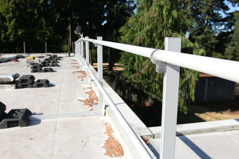 A close up shot of an aluminum railing system.
