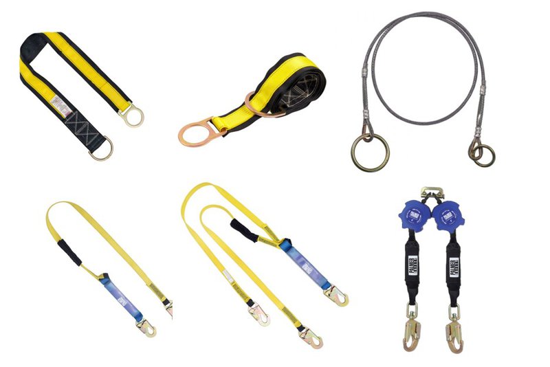 Fall protection lanyards, SRLs and anchor connectors for rooftop safety