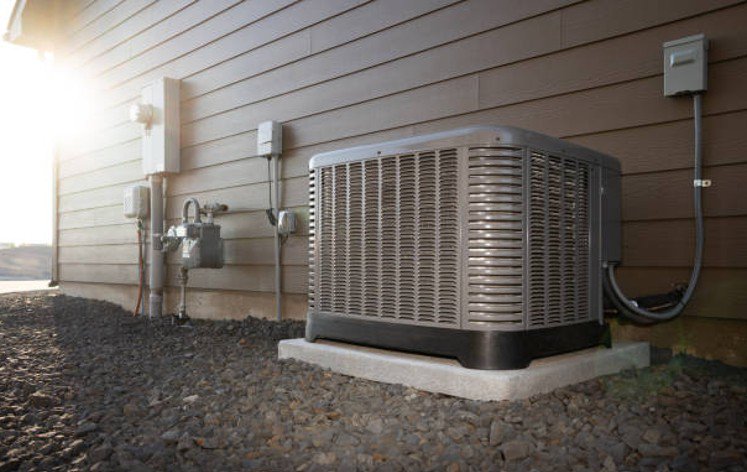 Outdoor HVAC unit installed beside a home