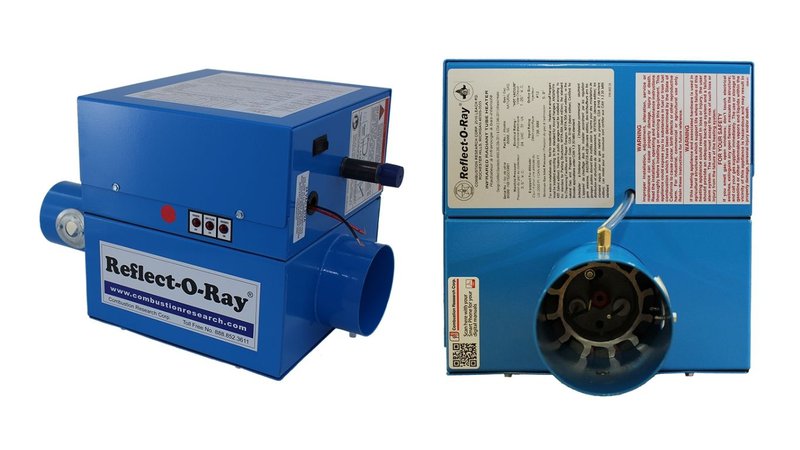 Front and side views of an infrared radiant heater, an alternative to traditional heater convection.